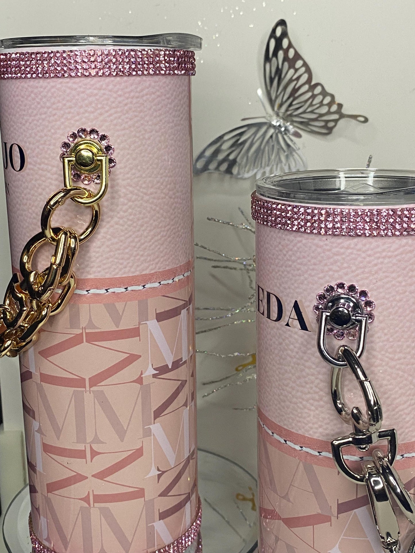 Personalized Coach Inspired Tumbler Purse w/ Link Chain and Pink Bling (Mother's Day Favorite)!