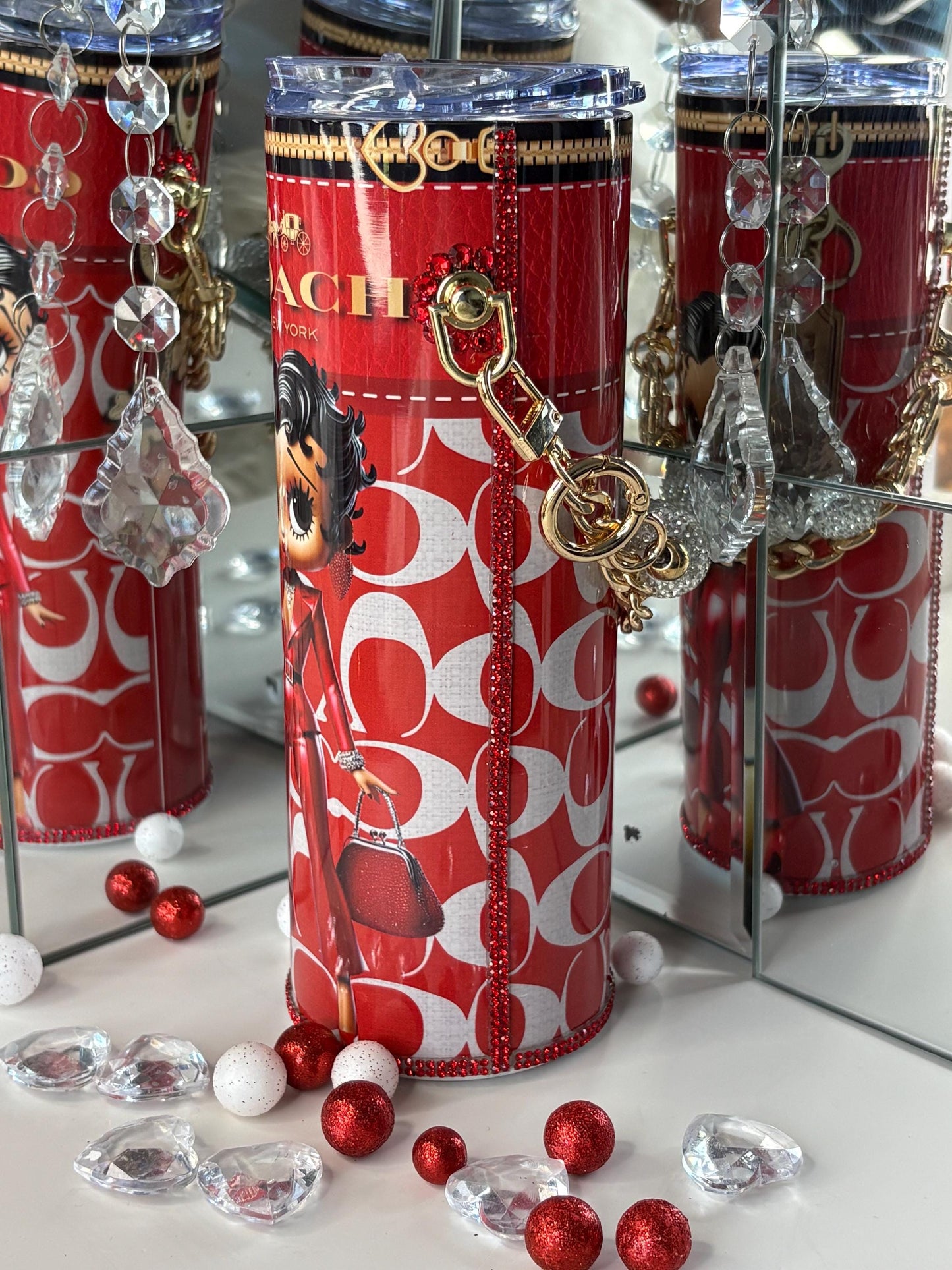 Betty Boop Lover Coach Tumbler Purse For Her 20 oz w/ Detachable Link Chain