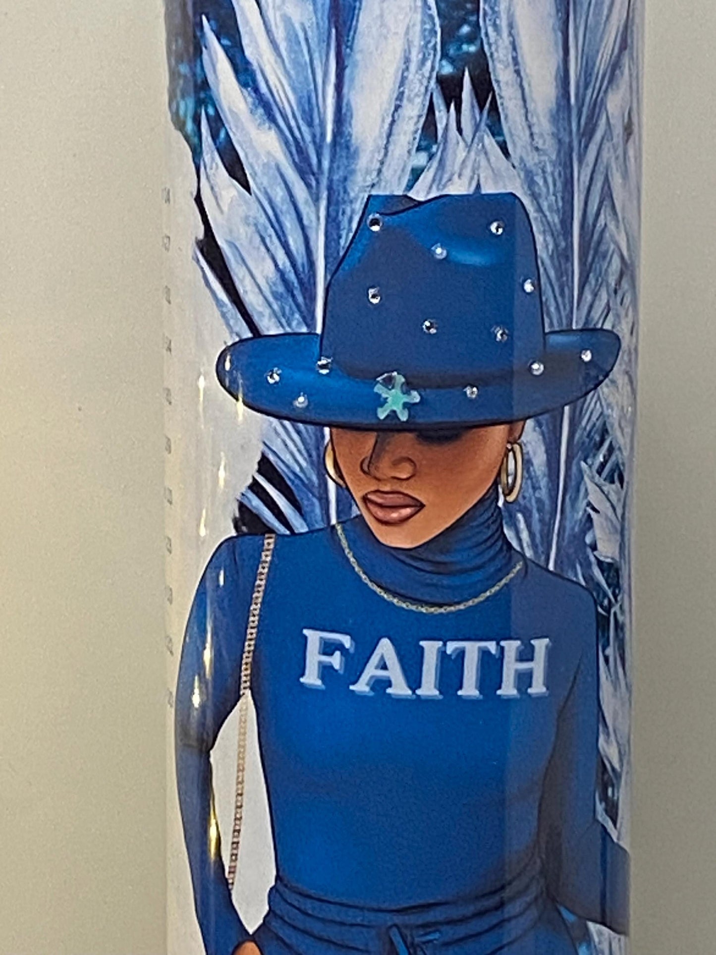 Faith Emergency Numbers Tumbler β Sparkle Blue Rhinestone Cup, Inspirational Gift for Women