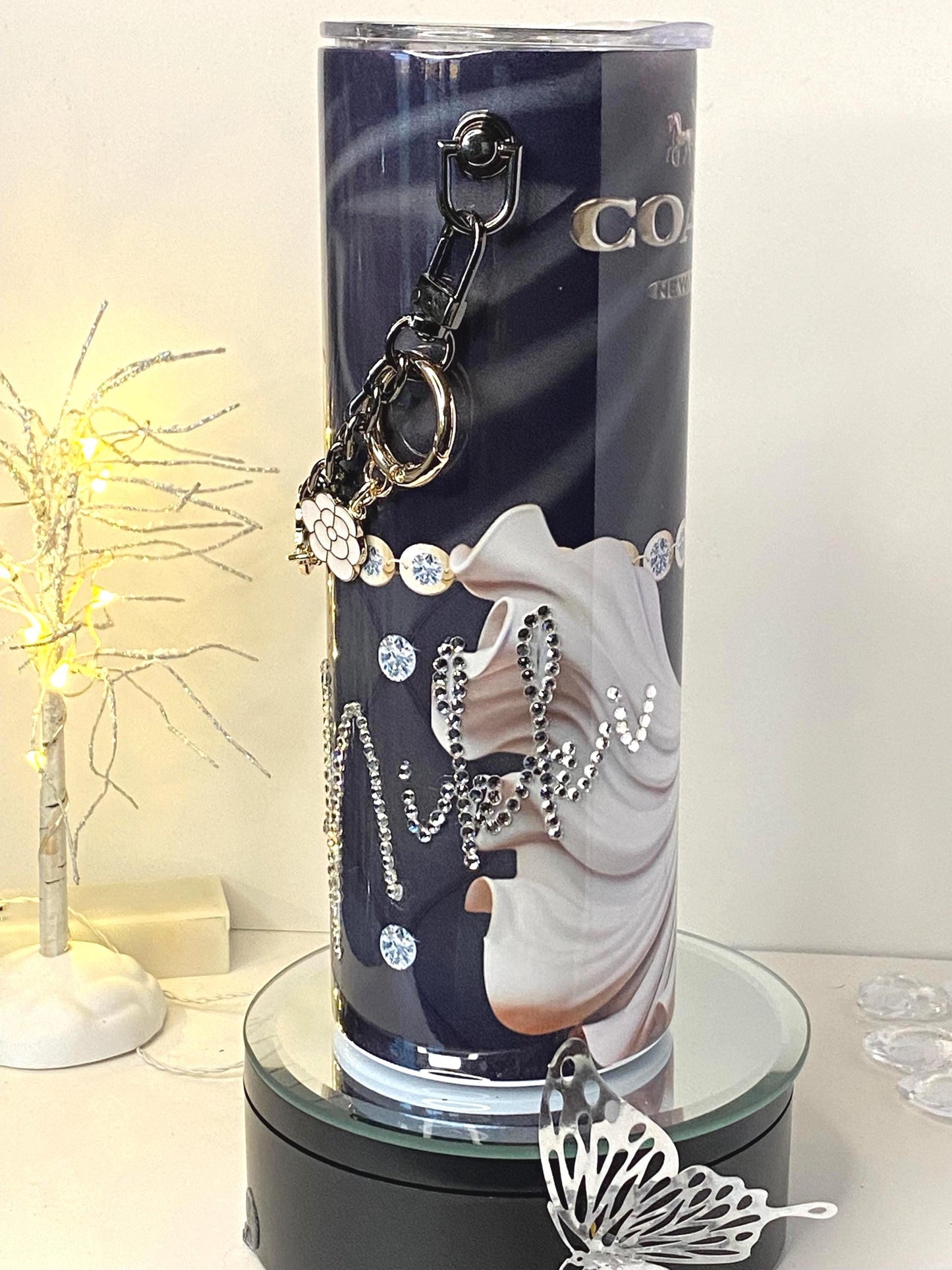 Luxury Fashion Tumbler – Betty Boop x COACH-Inspired Designer Cup w/ Detachable Link Chain