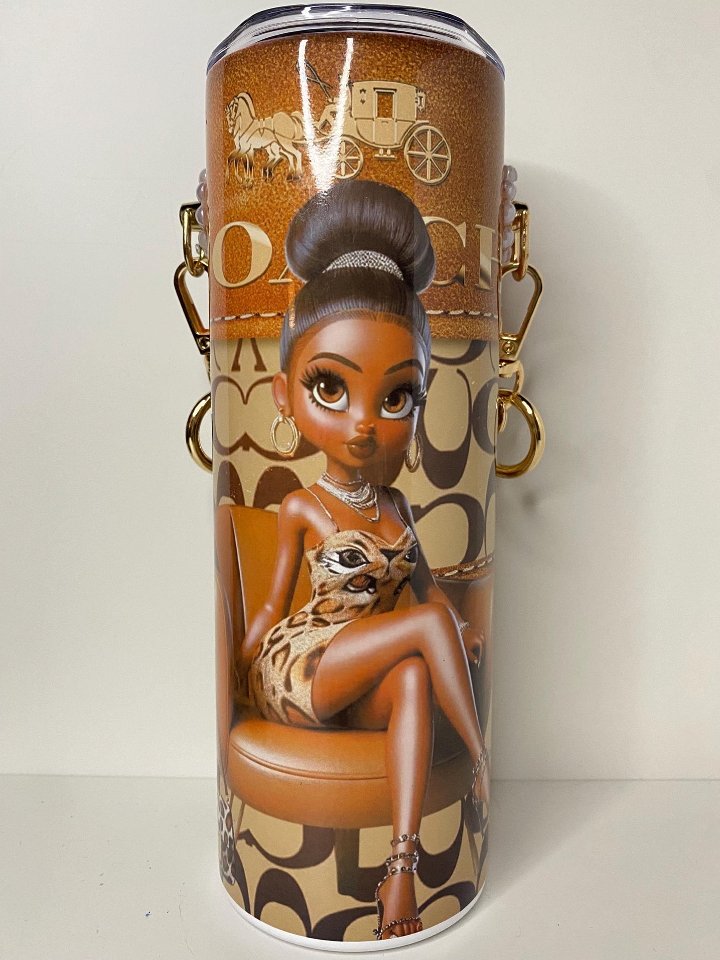 Betty Boop Fan Coach inspired Tumbler Gift Purse 20 oz w/Chain