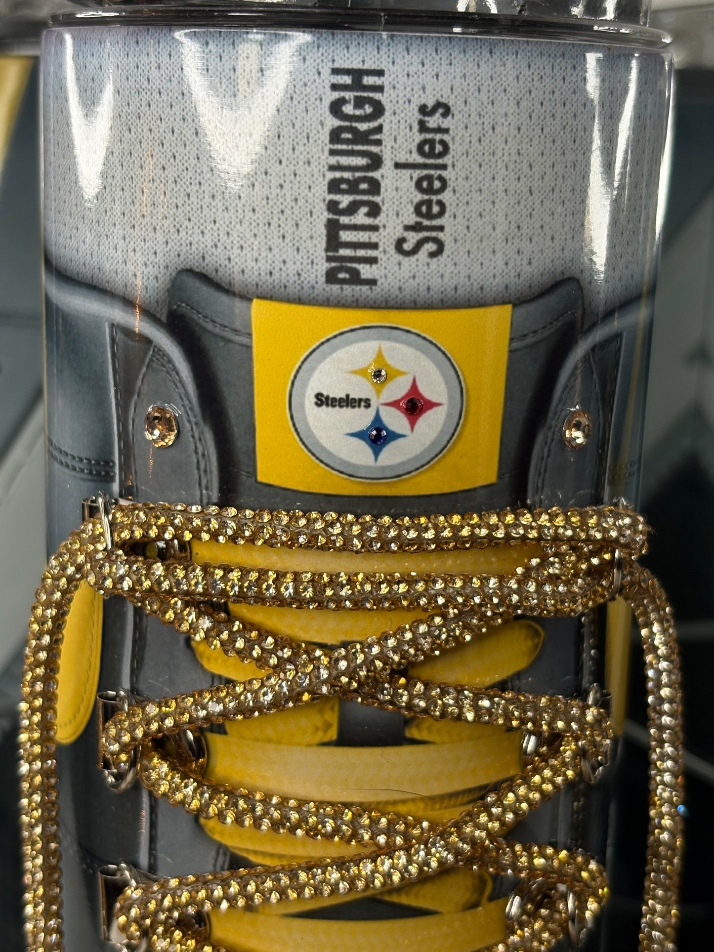 Pittsburgh Football Bluetooth Tumbler Cup w/ 3d Magnetic Helmet Topper Fan Gift for him or her