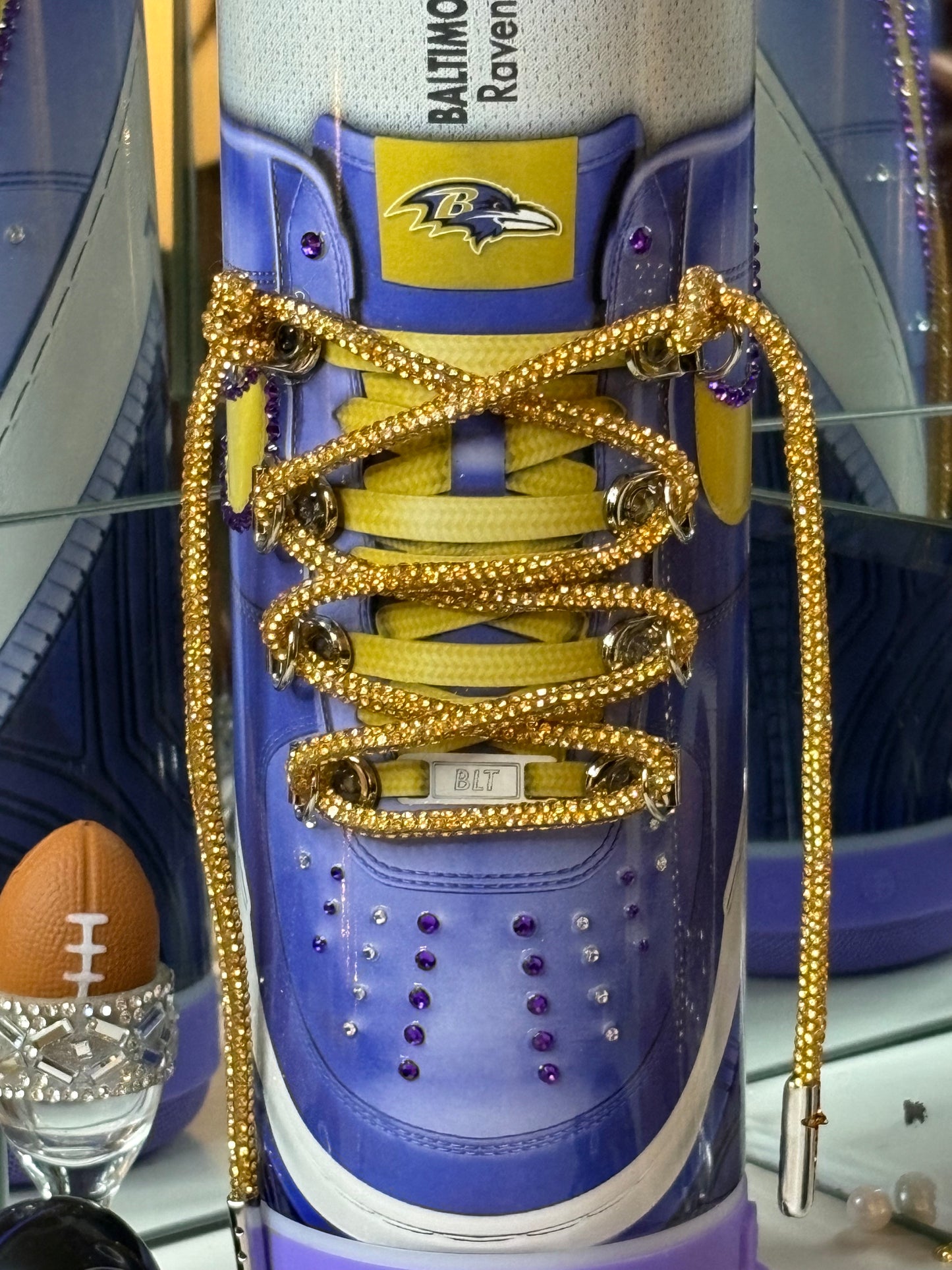Baltimore Ravens Sneaker-Themed 3D Bluetooth Speaker Tumbler with Mini Helmet Topper β 20oz