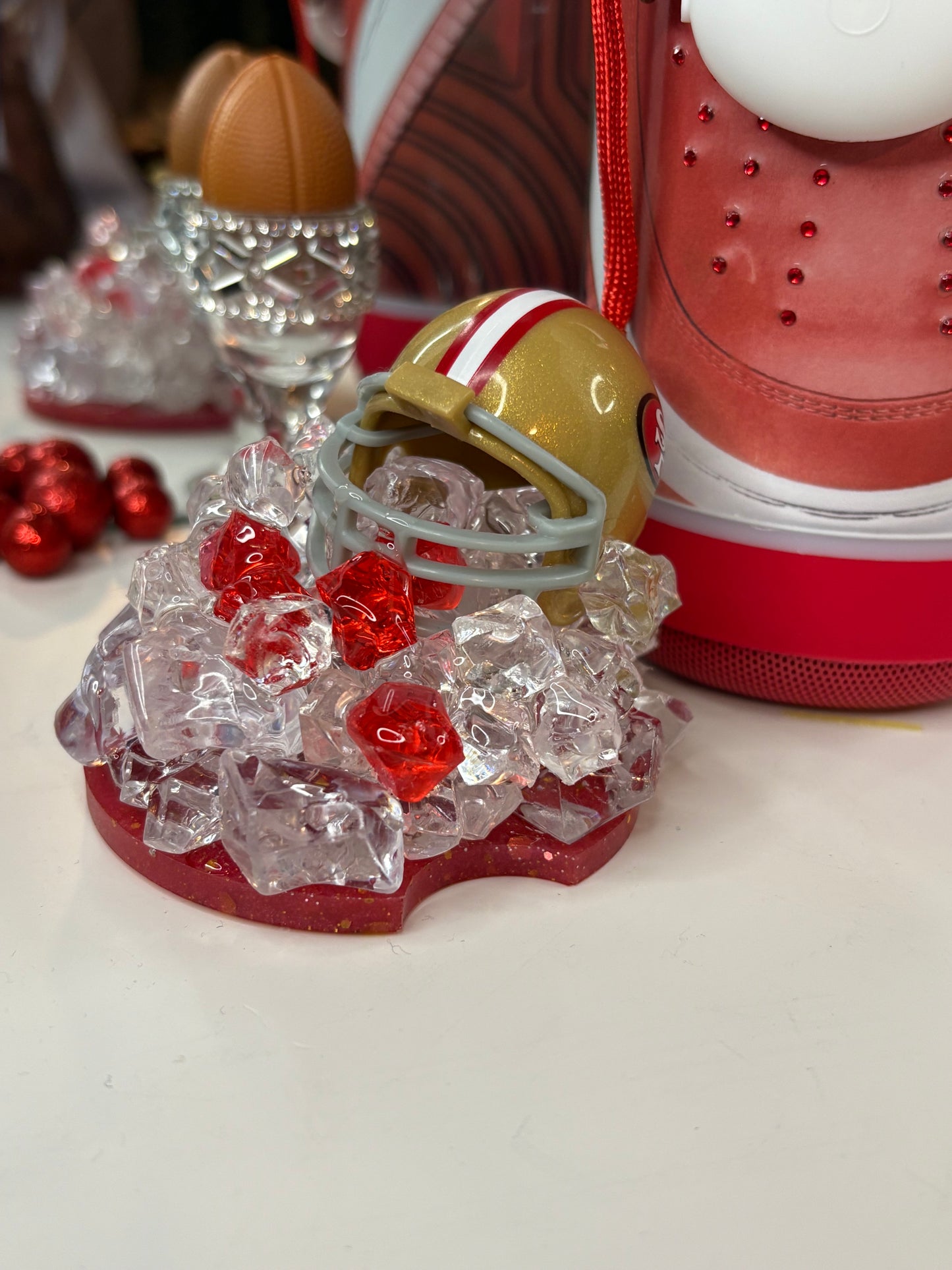 San Francisco 49ers Inspired 20oz Bluetooth Speaker Tumbler w/ Magnetic Mini Helmet Topper – Sneaker-Style Insulated Cup