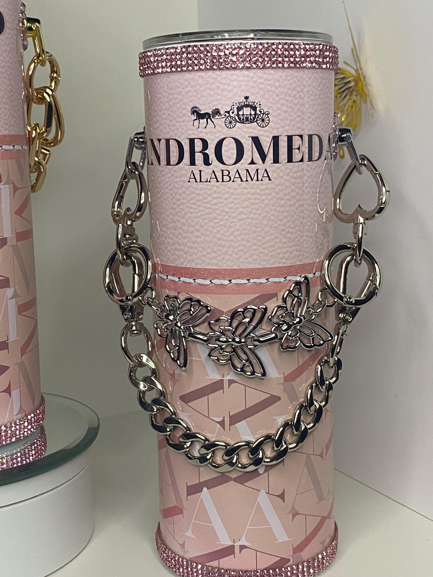Personalized Coach Inspired Tumbler Purse w/ Link Chain and Pink Bling (Mother's Day Favorite)!