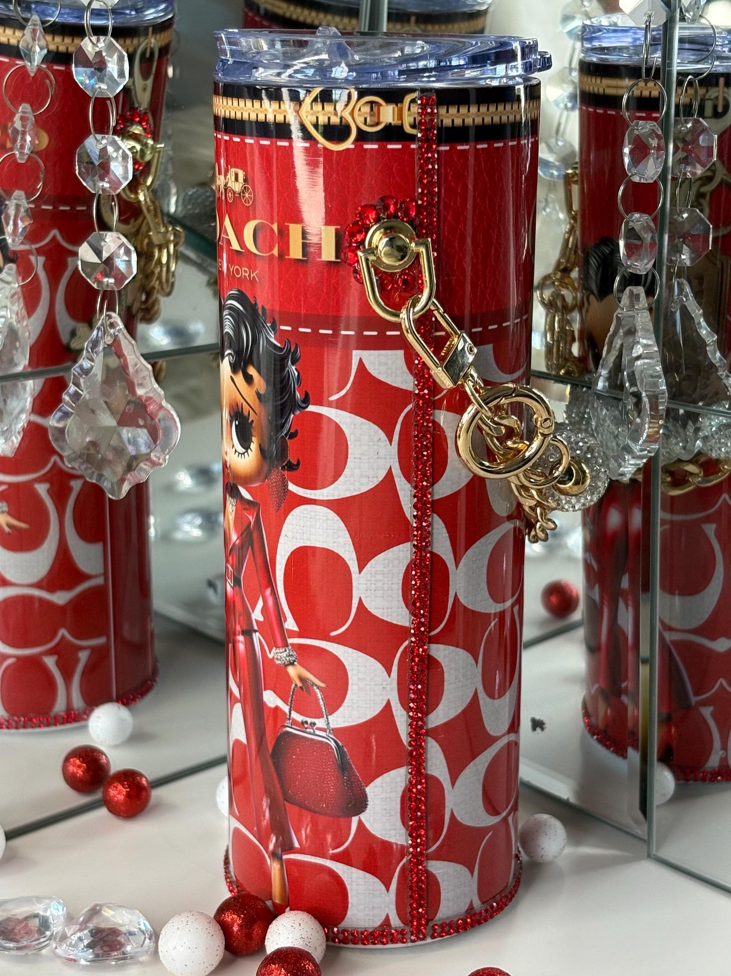 Betty Boop Lover Coach Tumbler Purse For Her 20 oz w/ Detachable Link Chain