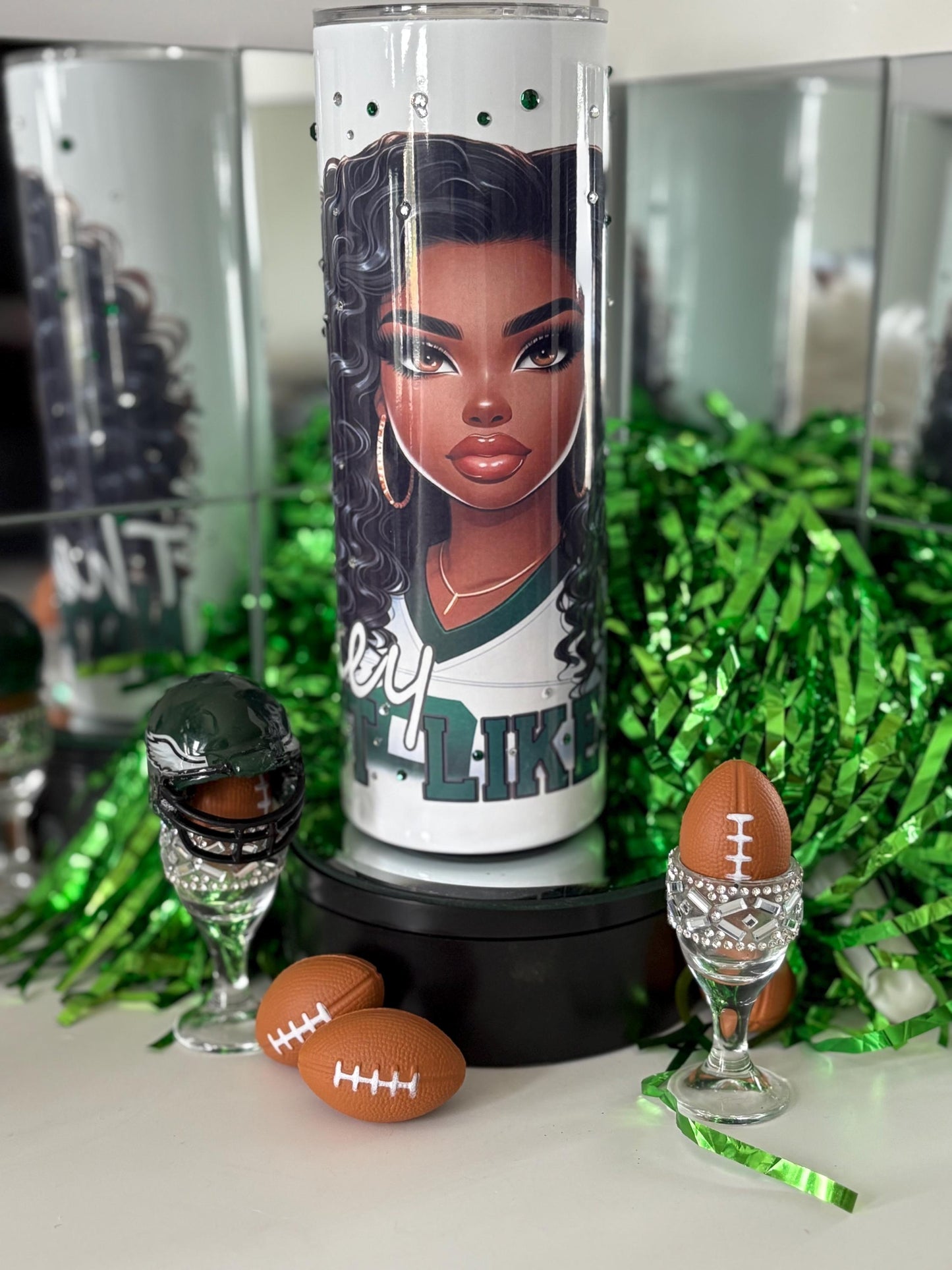Philadelphia Eagles Not Like Us Tumbler Football Fan Cup Superbowl Champs Rhinestone Sports Cup Game Day Tumbler