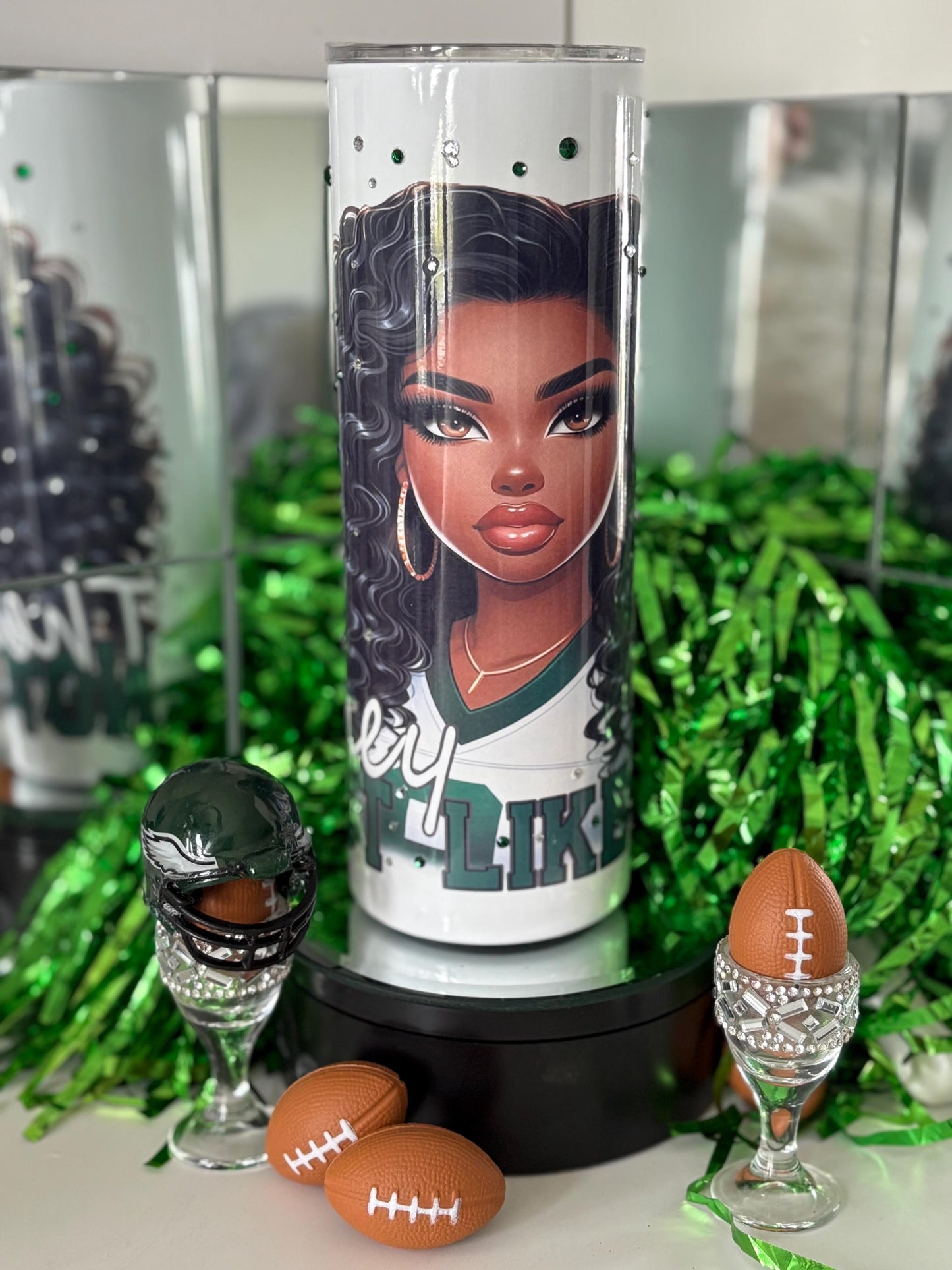 Philadelphia Eagles Not Like Us Tumbler Football Fan Cup Superbowl Champs Rhinestone Sports Cup Game Day Tumbler