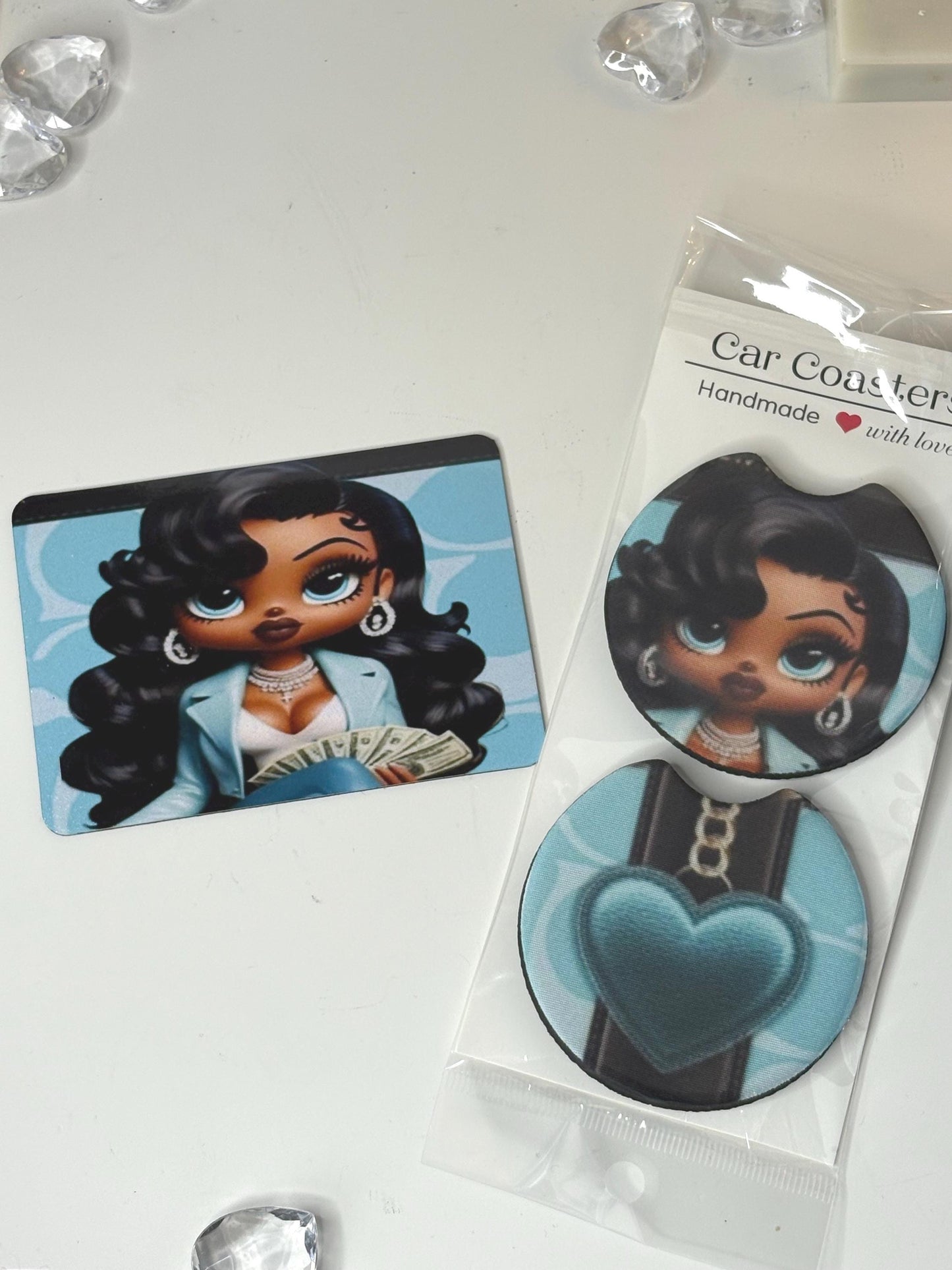 Betty Boop Designer Coach Bluetooth Tumbler Purse w/ Chain "Boss Babe Edition" Car Coaster/Refrigerator Magnet Option