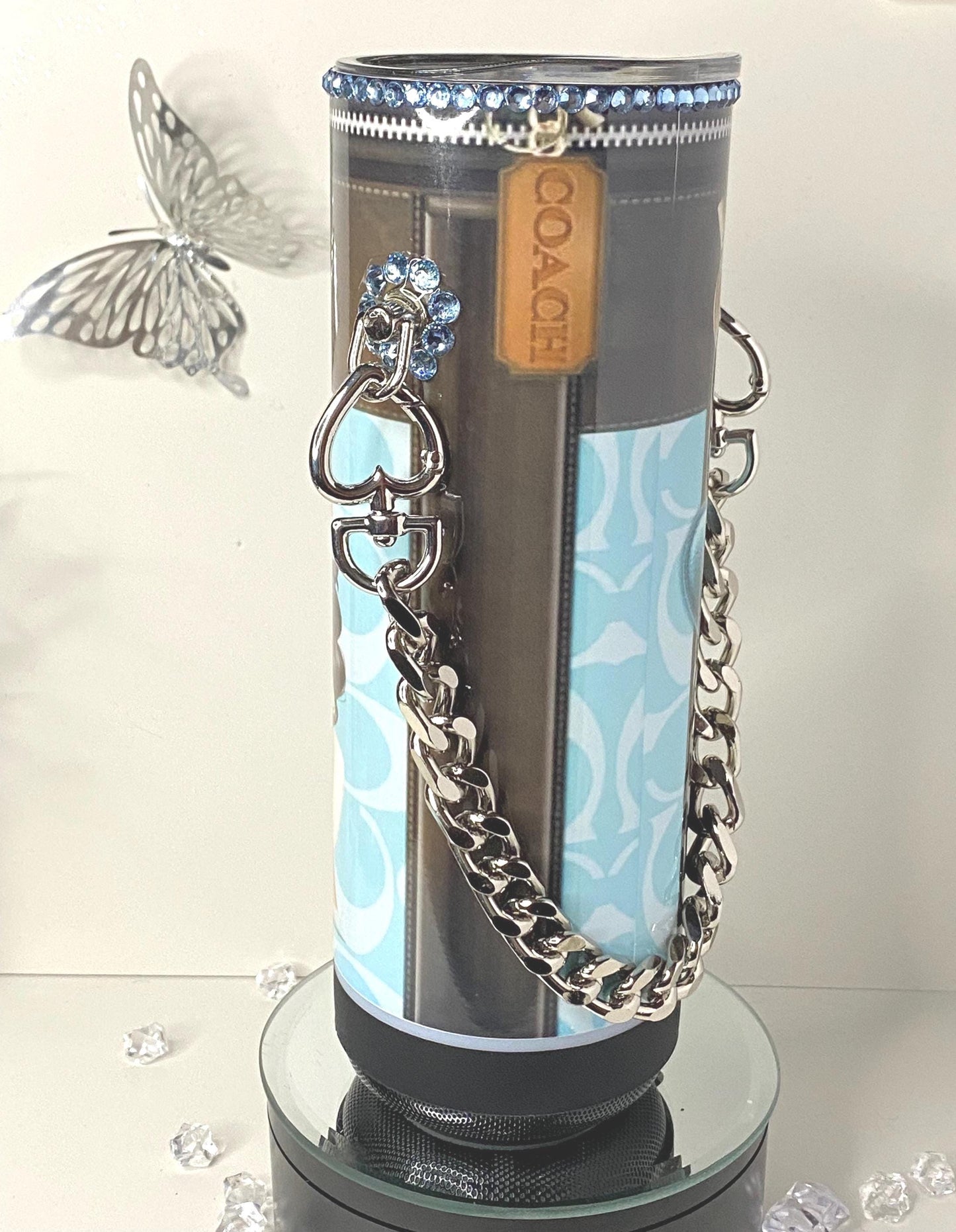 Betty Boop Designer Coach Bluetooth Tumbler Purse w/ Chain "Boss Babe Edition" Car Coaster/Refrigerator Magnet Option