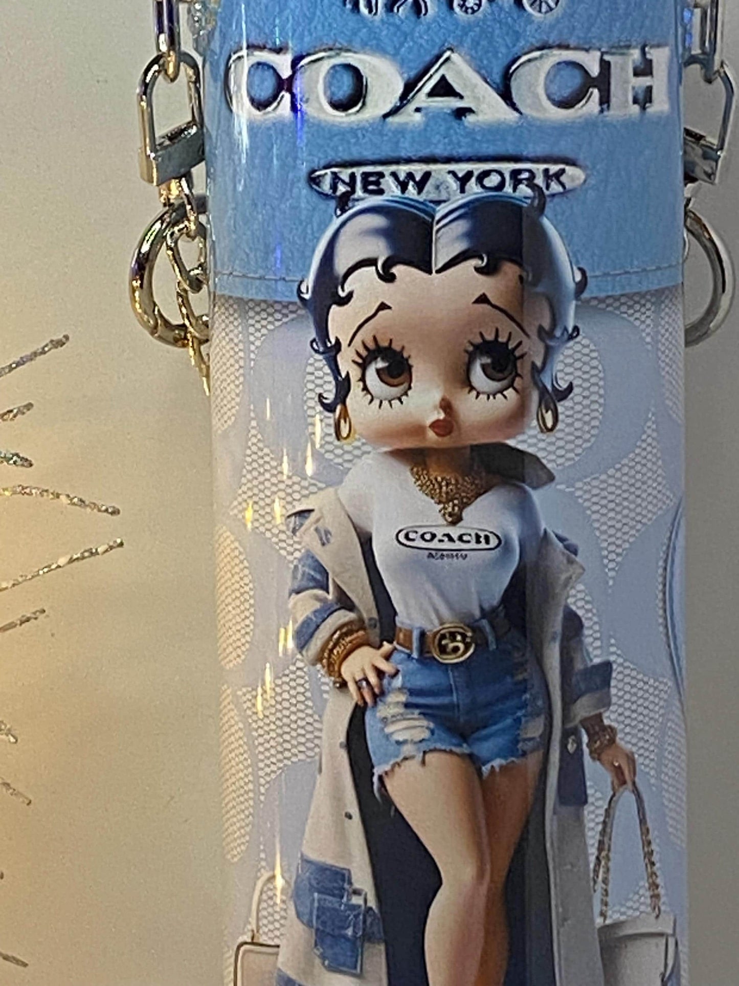 Custom Blue Betty Boop Inspired Tumbler Purse | Personalized 3D Fashion Tumbler with Chain Strap | Gift for Her