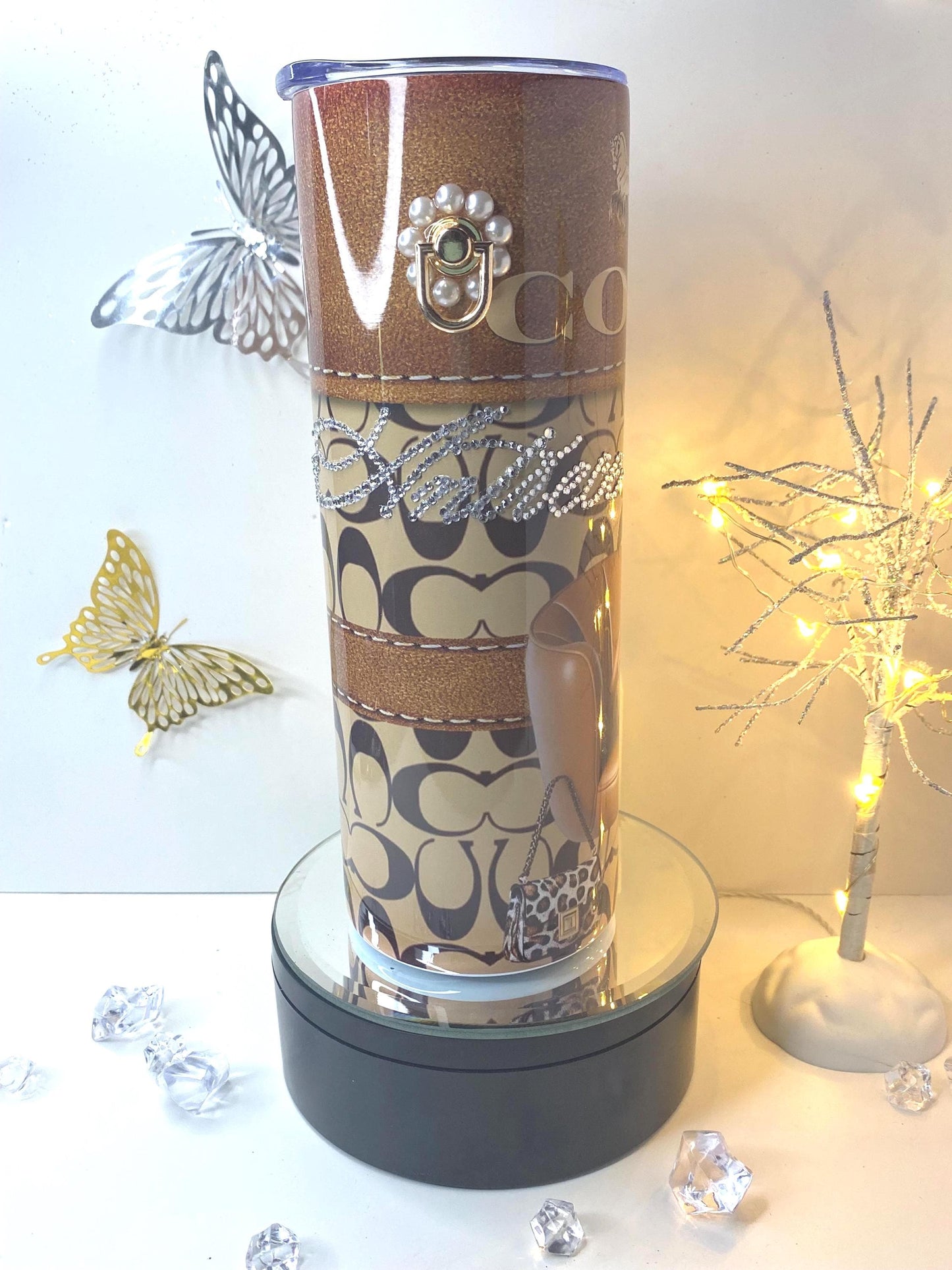Betty Boop Fan Coach inspired Tumbler Gift Purse 20 oz w/Chain