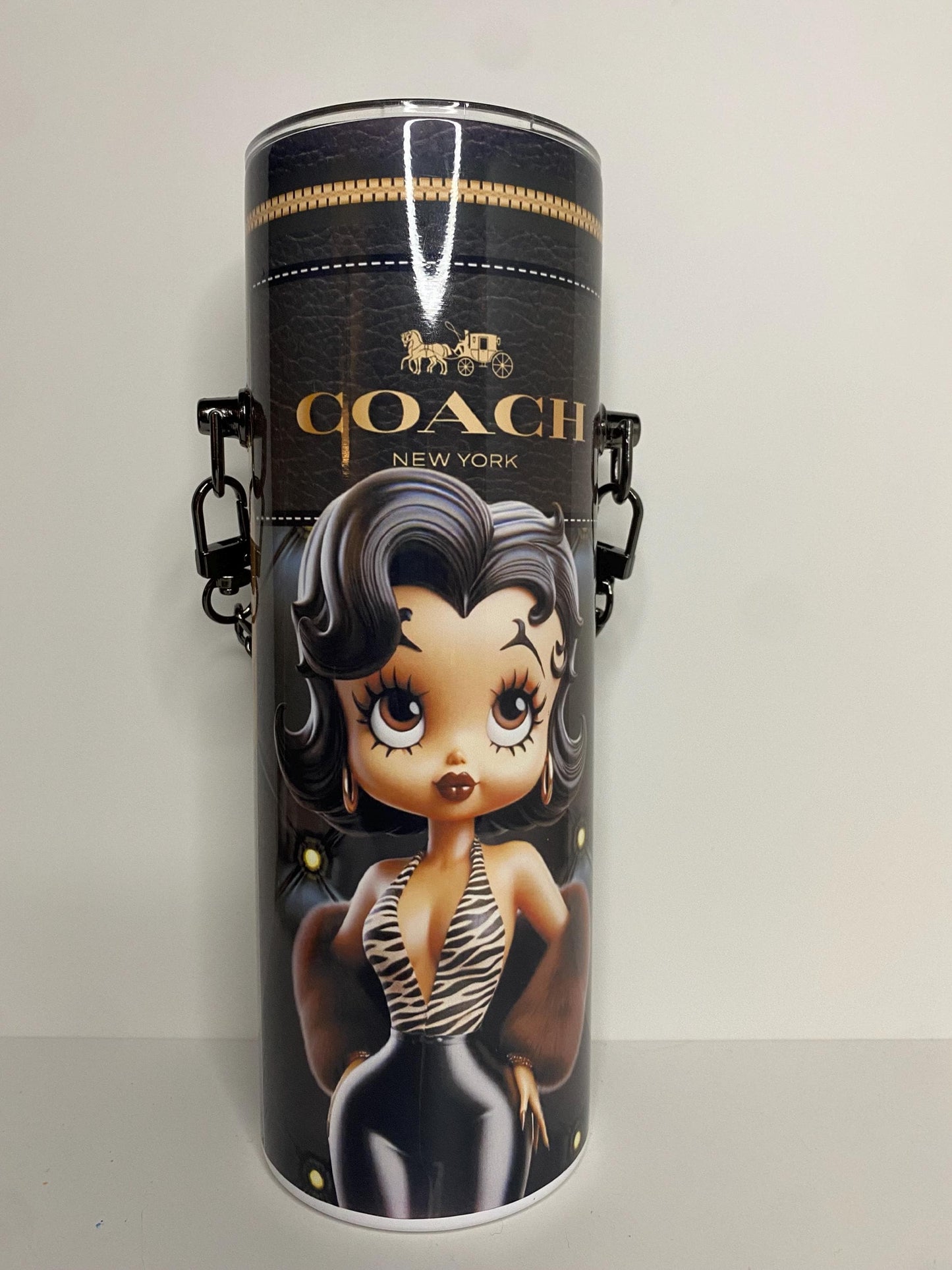 Betty Boop Designer Coach Tumbler Purse 20 oz w/ Detachable Link Chain