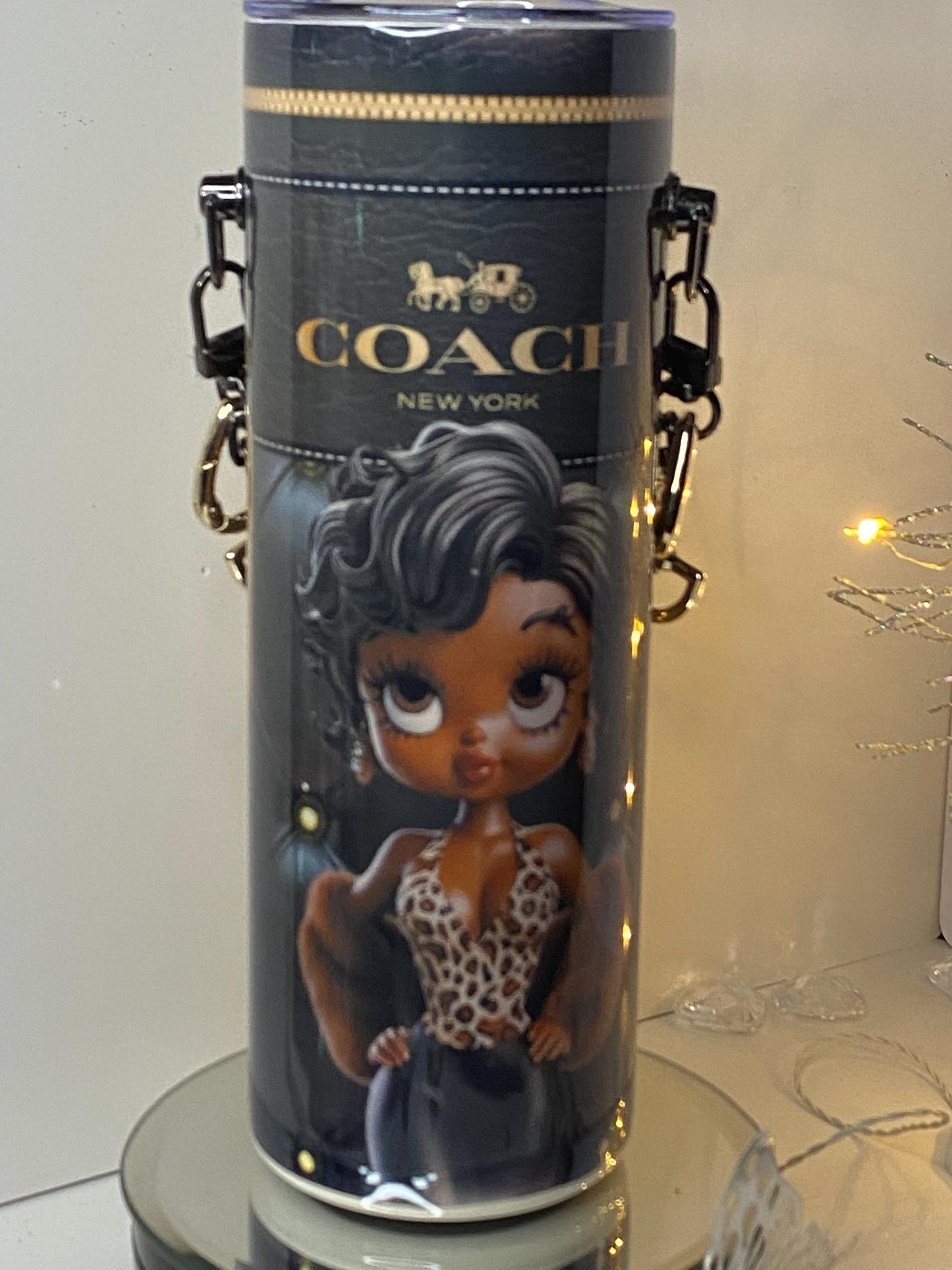 Betty Boop Designer Coach Tumbler Purse 20 oz w/ Detachable Link Chain