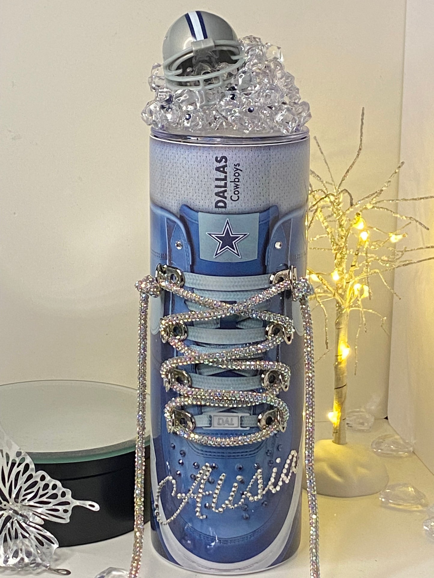 Dallas Cowboys Custom Tumbler with Magnetic Helmet Ice Topper