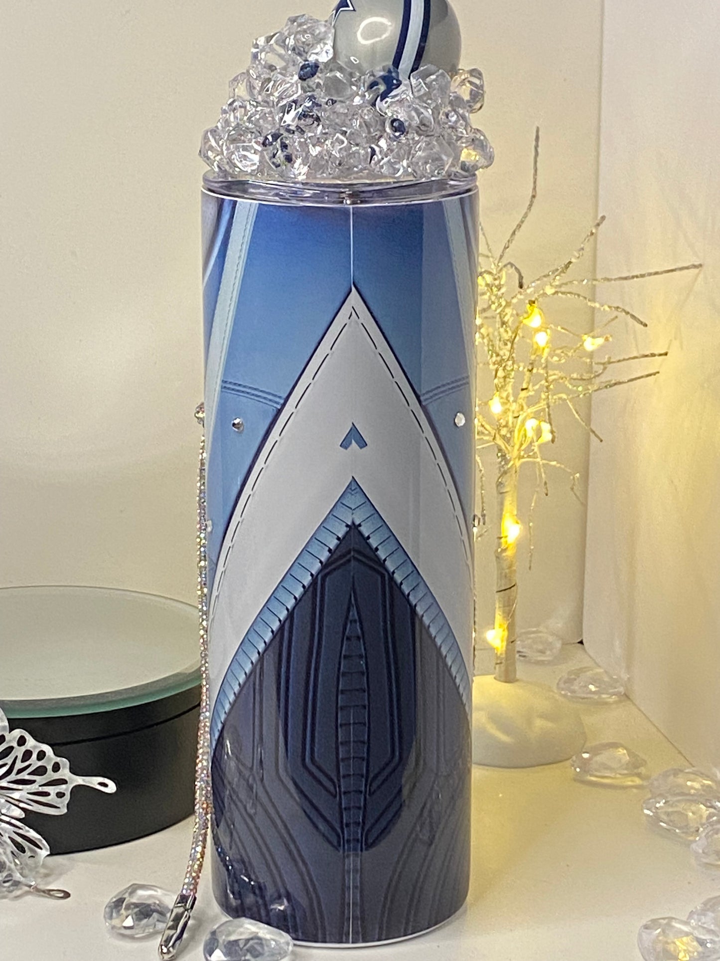 Dallas Cowboys Custom Tumbler with Magnetic Helmet Ice Topper