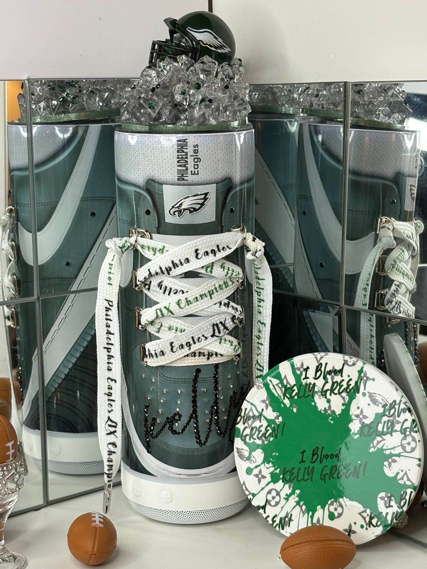 Eagles Football Bluetooth Speaker Tumbler with Magnetic 3D Helmet Topper