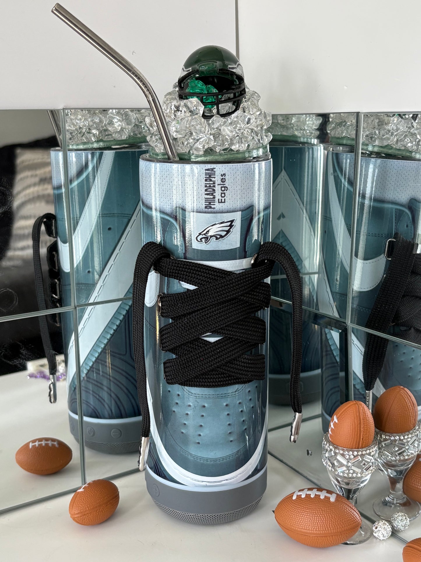Eagles Football Bluetooth Speaker Tumbler with Magnetic 3D Helmet Topper