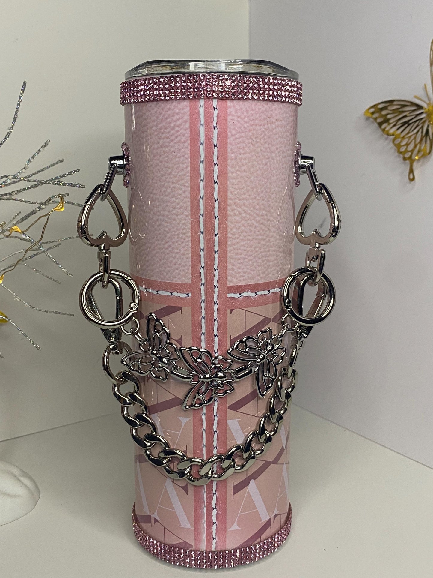 Personalized Coach Inspired Tumbler Purse w/ Link Chain and Pink Bling (Mother's Day Favorite)!