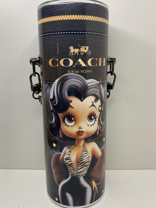 Betty Boop Designer Coach Tumbler Purse 20 oz w/ Detachable Link Chain